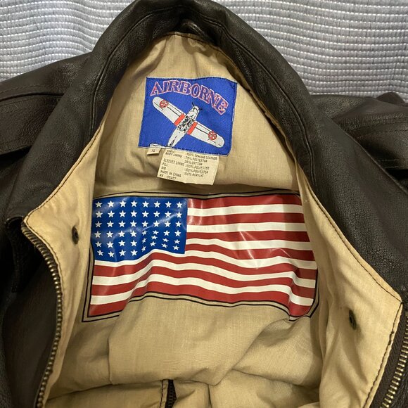 Mens Airborne Leathers A2 Air Force Bomber Jacket Sz XL Dark Brown Vintage 90’s - Picture 10 of 15